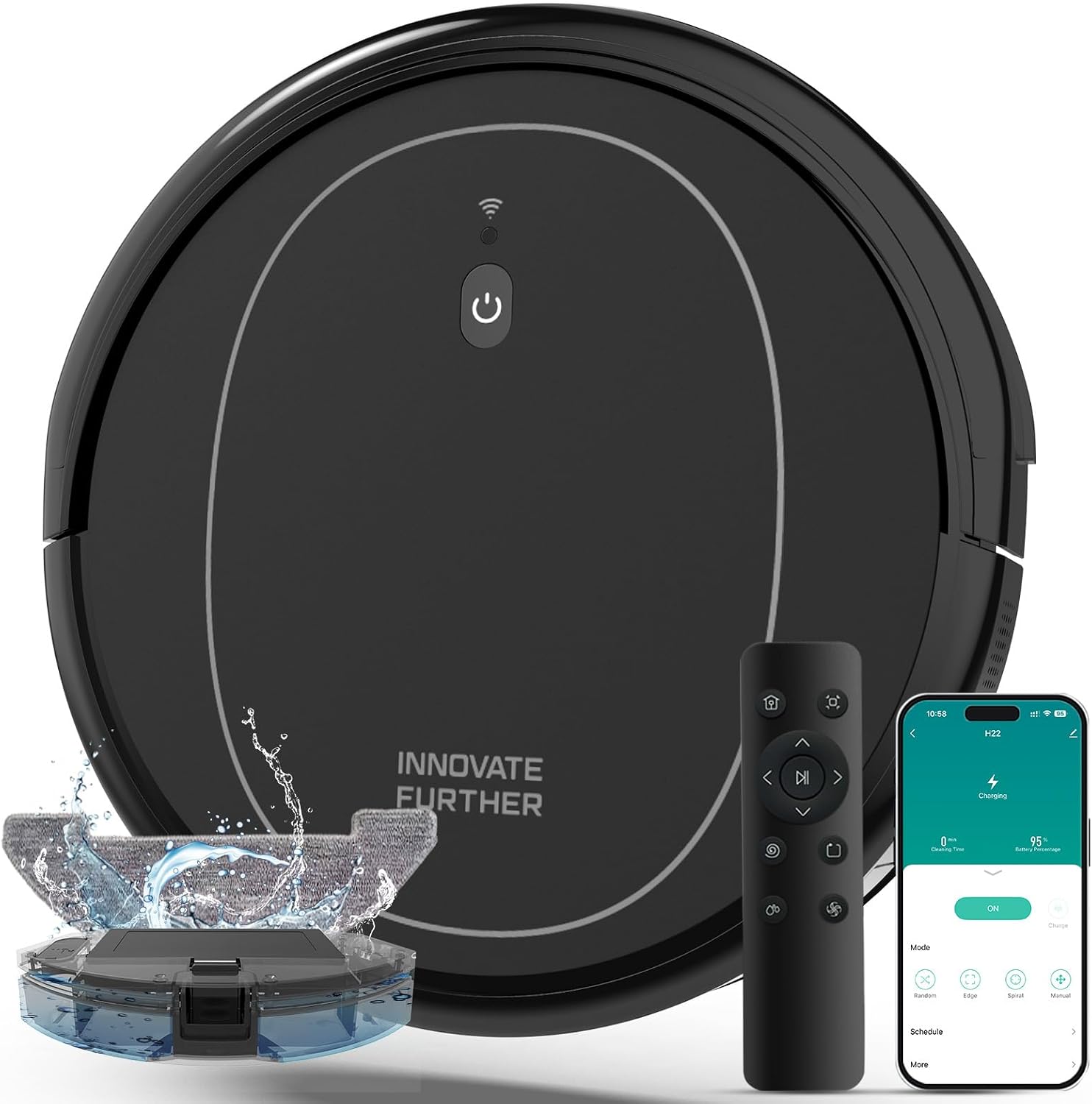 Robot Vacuum and Mop Combo, 5000Pa Self-Charging Robotic Vacuum Cleaner with Smart Obstacle Avoidance, 3-in-1 Robot Vacuum with Alexa and App Control