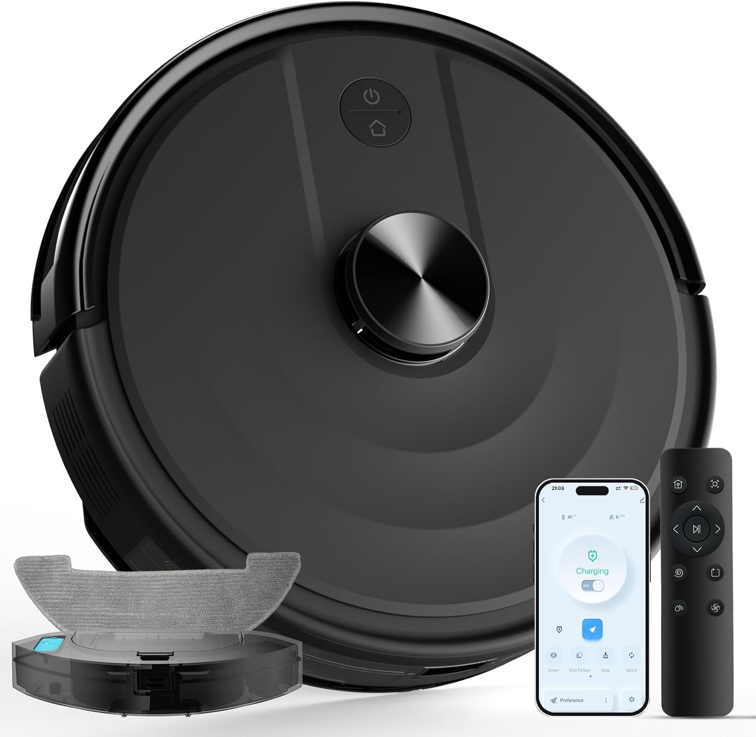 Bagotte Robot Vacuum and Mop Combo, 6000Pa Robotic Vacuums with Mapping,LiDAR Navigation, Auto-Recharging, 2.4G WiFi/App/Alexa/Remote Control for Pet Hair,Hard Floor,Carpet